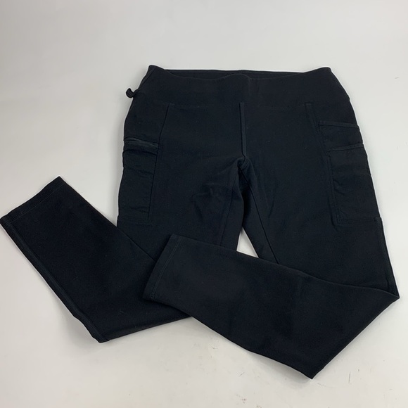 Carhartt Fitted Black Crop Capri leggings Sz Small Side Pockets Zip Compression - Picture 14 of 15